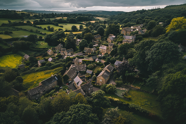 Aerial View of Quaint Village