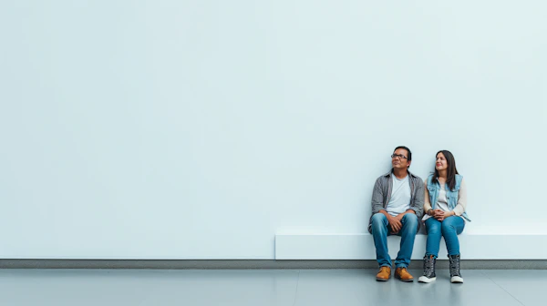 Contemplative Duo in Minimalist Serenity