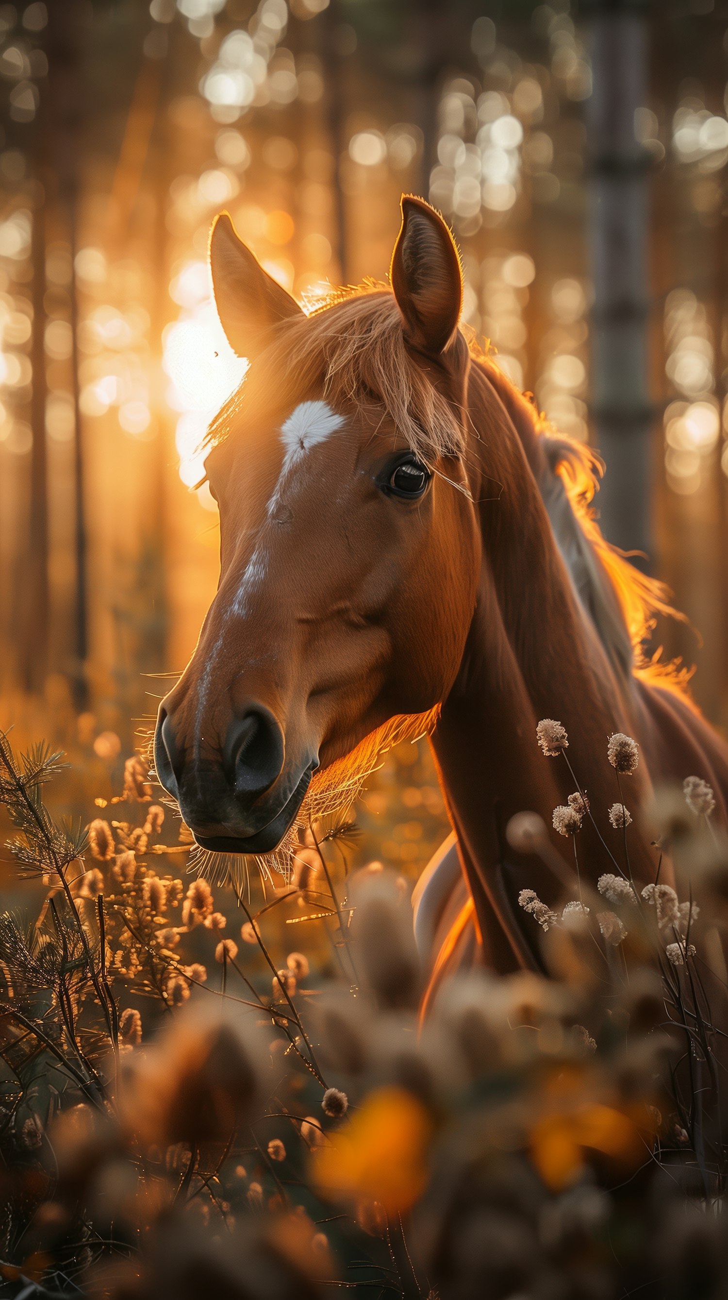 Serene Horse in Wildflower Field