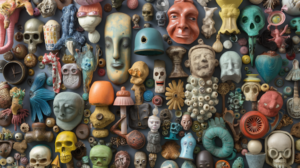 Mosaic of Whimsy and Eerie Artifacts