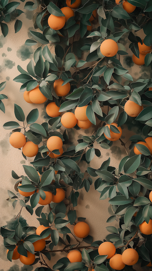 Ripe Oranges on Tree