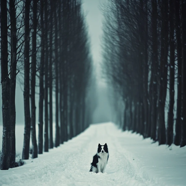 Serene Winter Scene with Dog