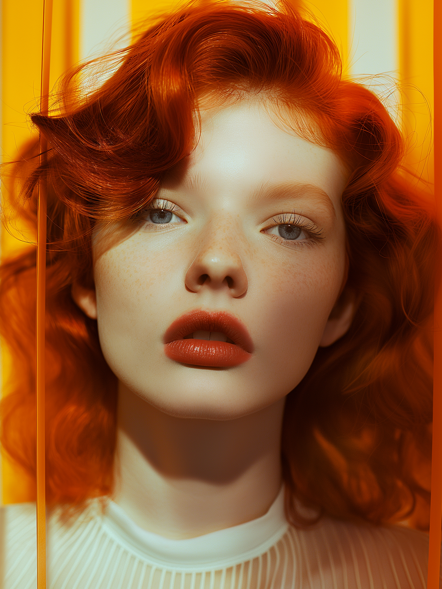 Serene Portrait with Vibrant Red Hair