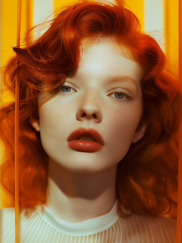 Serene Portrait with Vibrant Red Hair