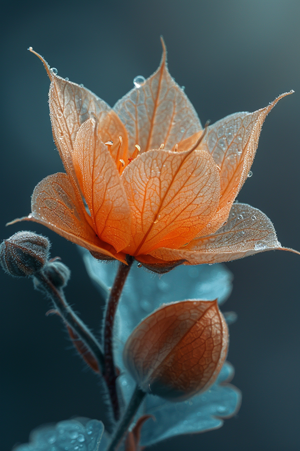 Dew-Covered Orange Flower