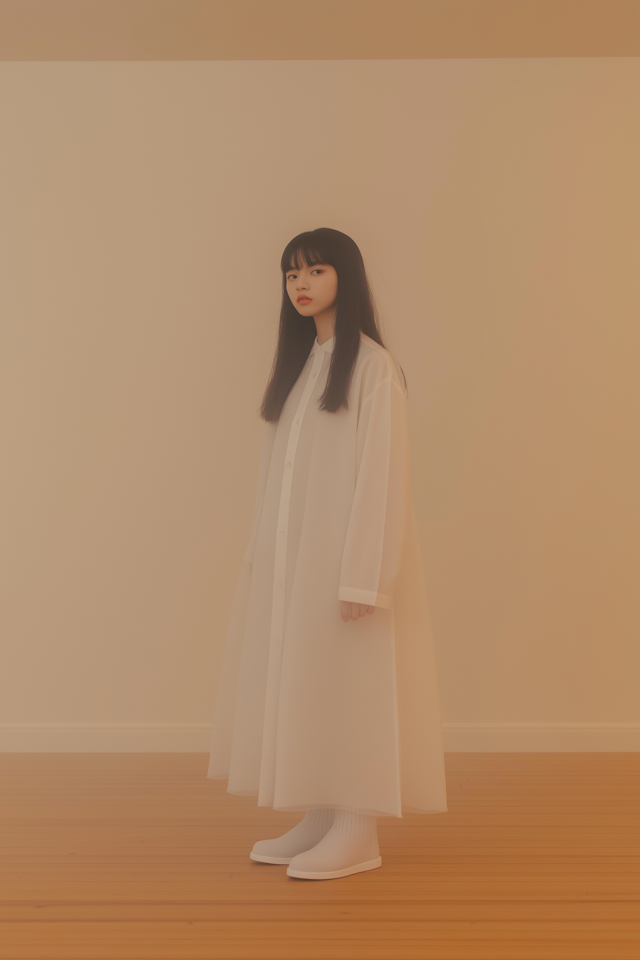 Ethereal Woman in Minimalist Setting