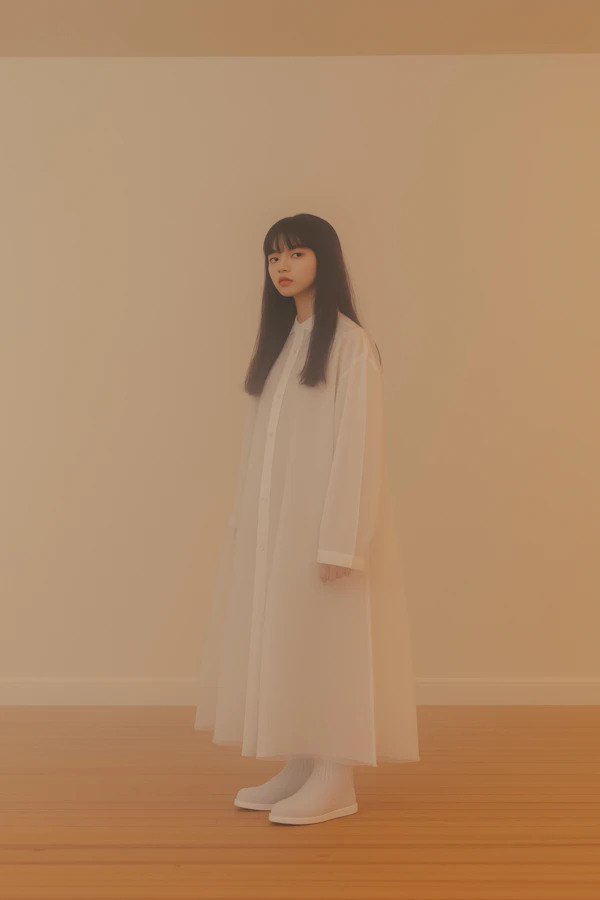 Ethereal Woman in Minimalist Setting