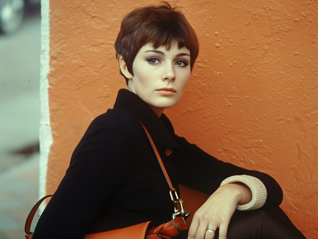 Stylish Young Woman with Orange Handbag