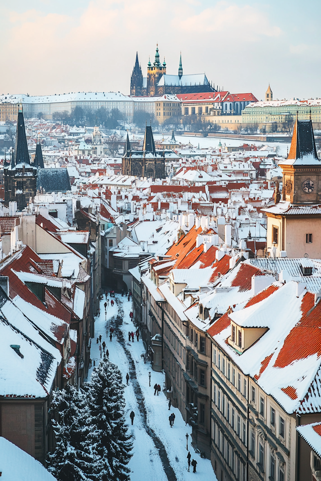 Winter Panorama of Historic City