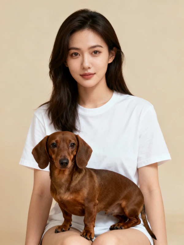 Woman with Dachshund