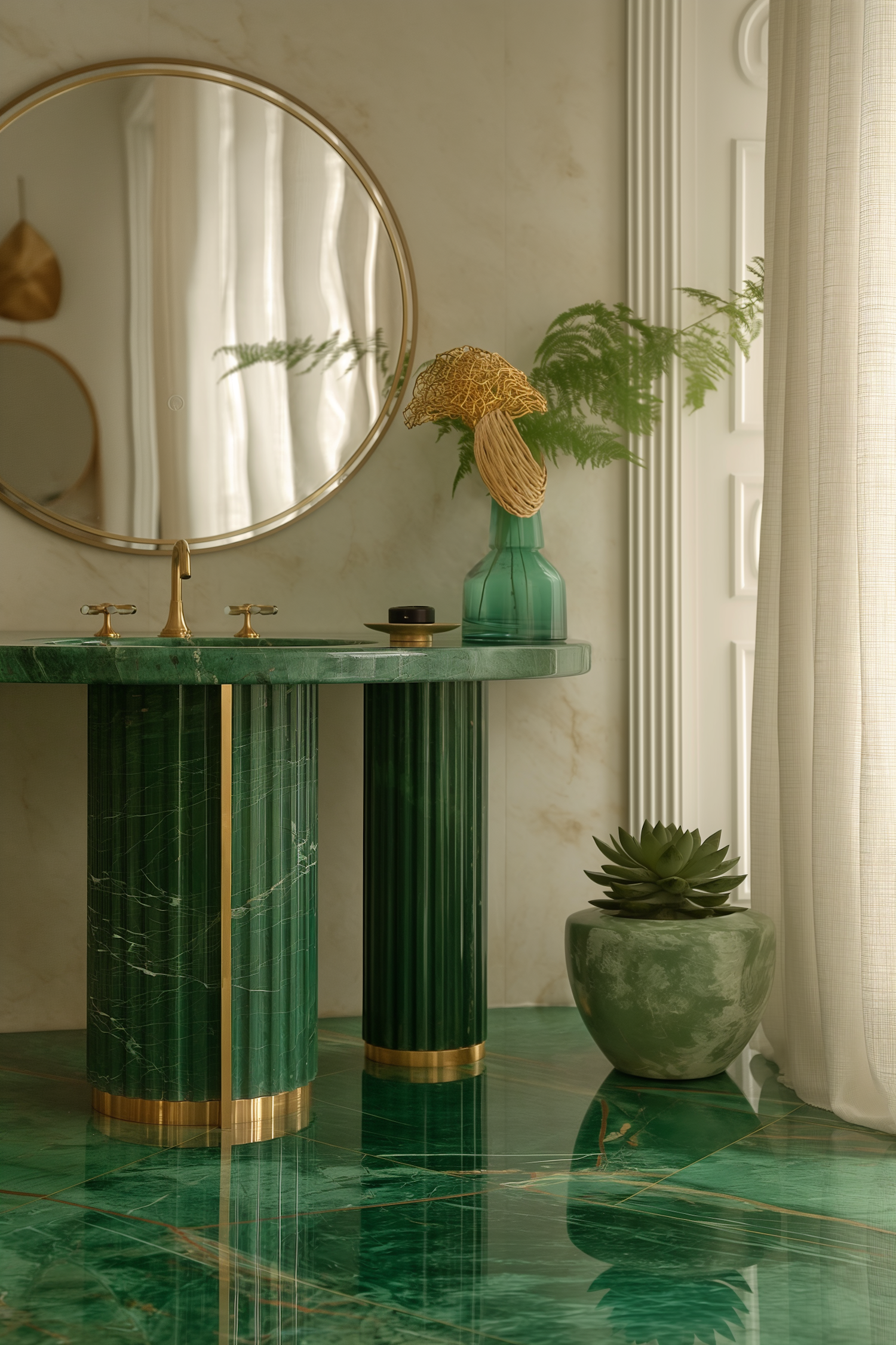 Elegant Green Marble Bathroom