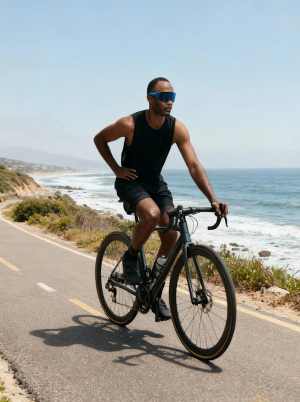 Cyclist on Coastal Road