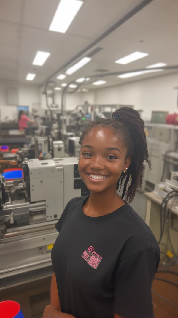Young Woman in Industrial Setting