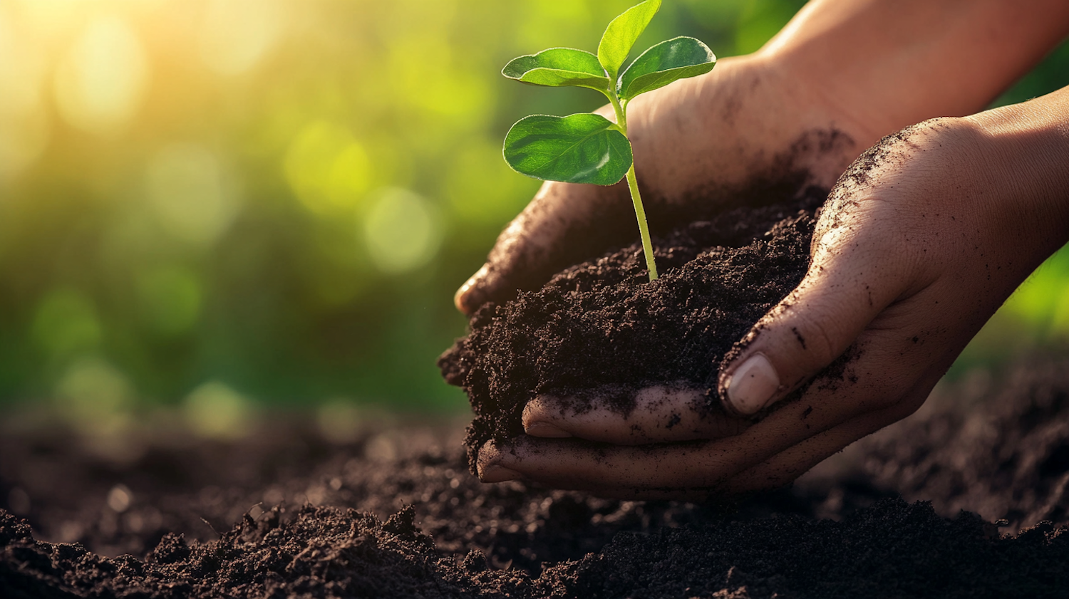 Hands Holding Soil and Plant