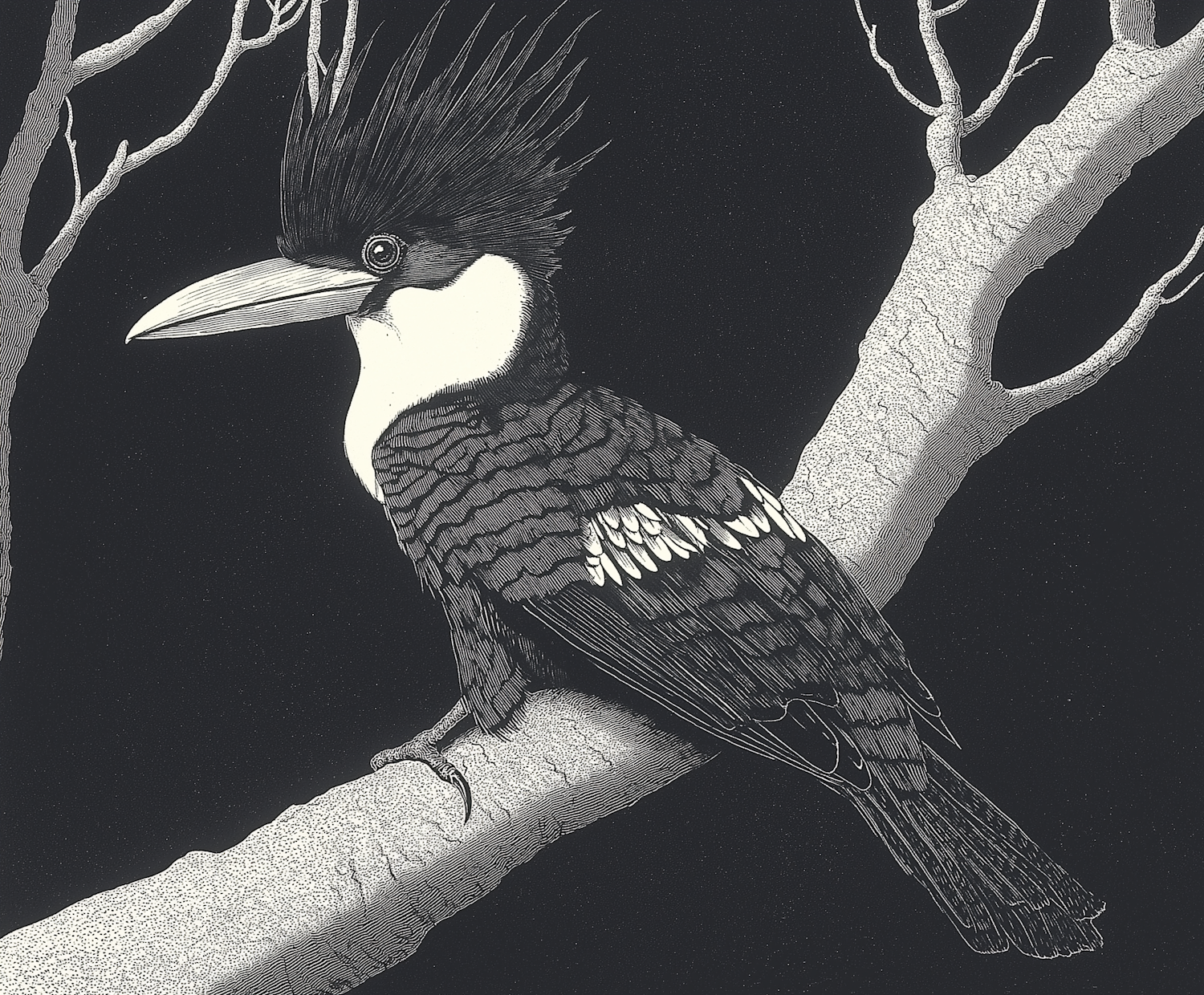 Monochrome Kingfisher Illustration