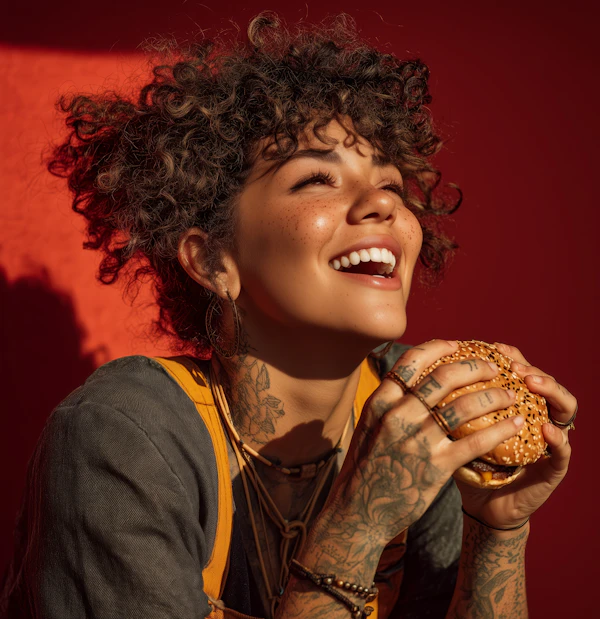 Joyful Burger Moment