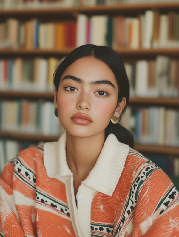 Serene Woman with Books