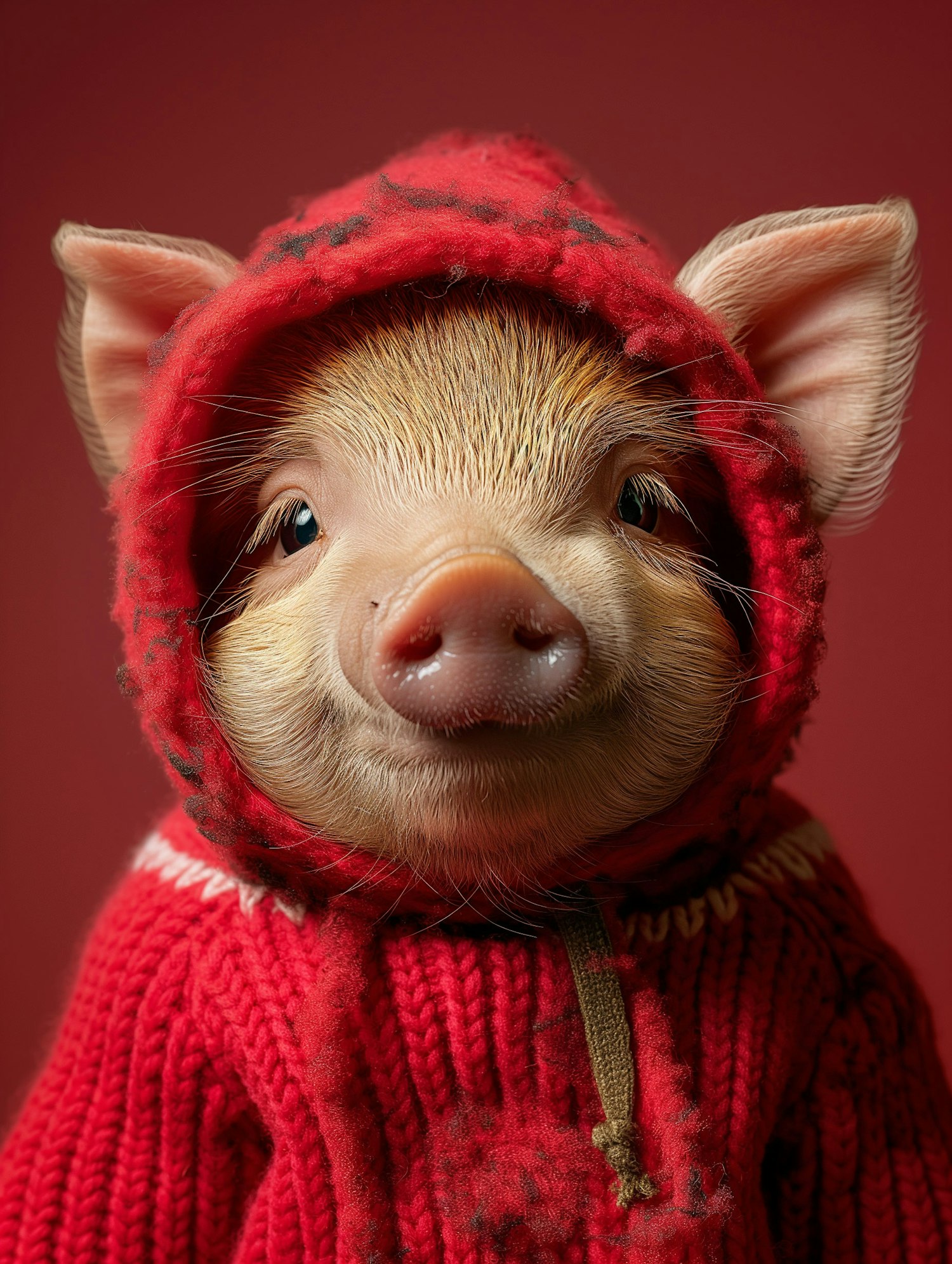 Adorable Pig in Red Sweater