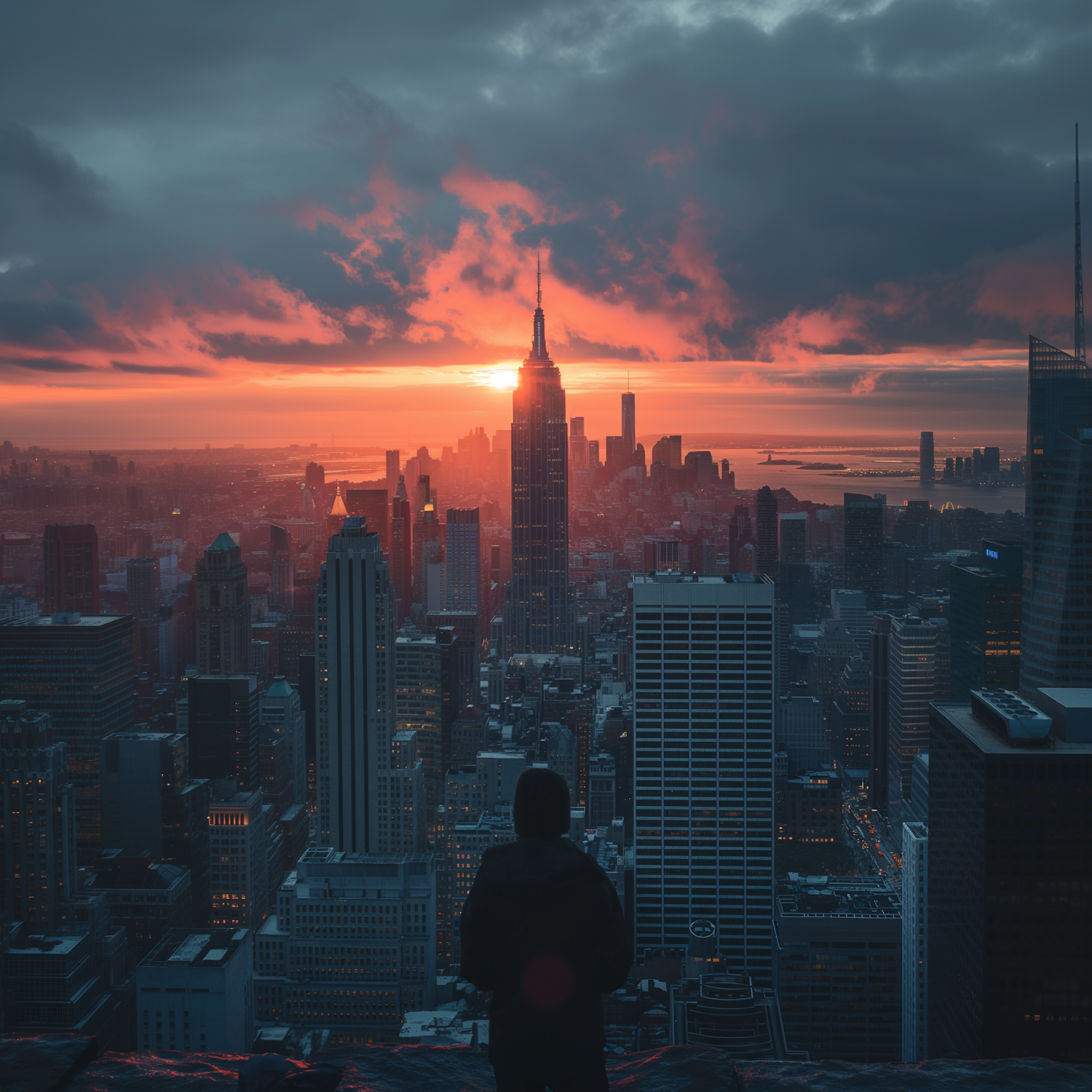 Cityscape Silhouette at Sunset