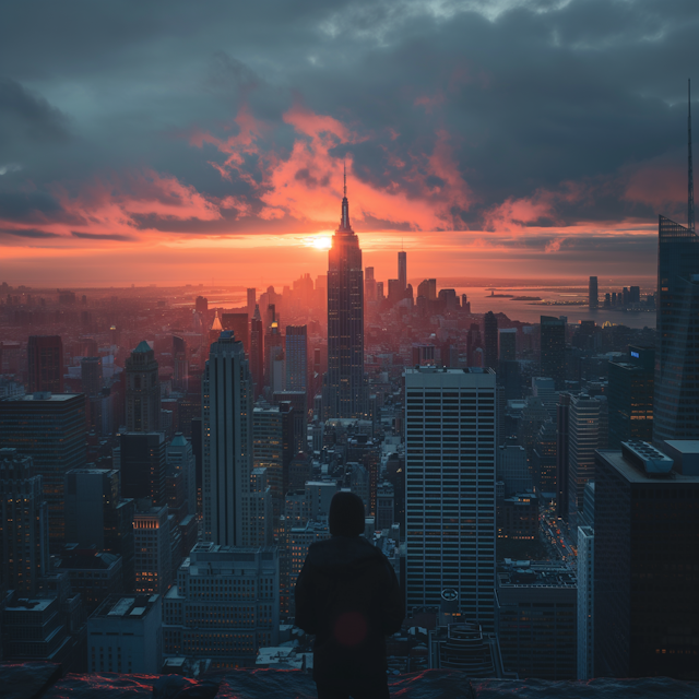 Cityscape Silhouette at Sunset