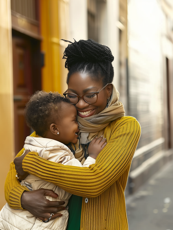 Embrace Between African Woman and Child