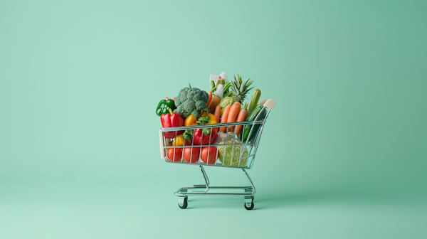 Shopping Cart with Fresh Produce