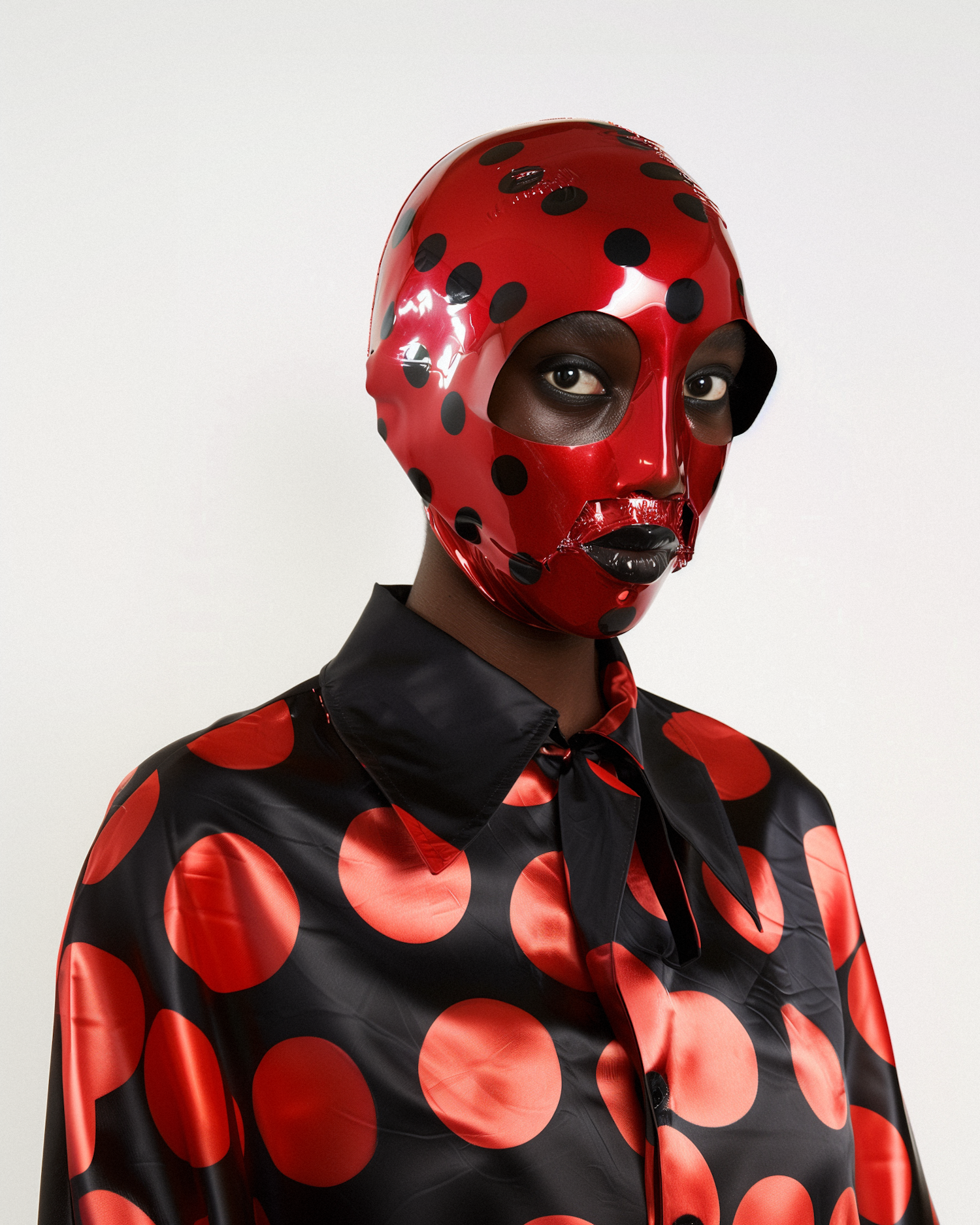 Red Mask with Black Spots