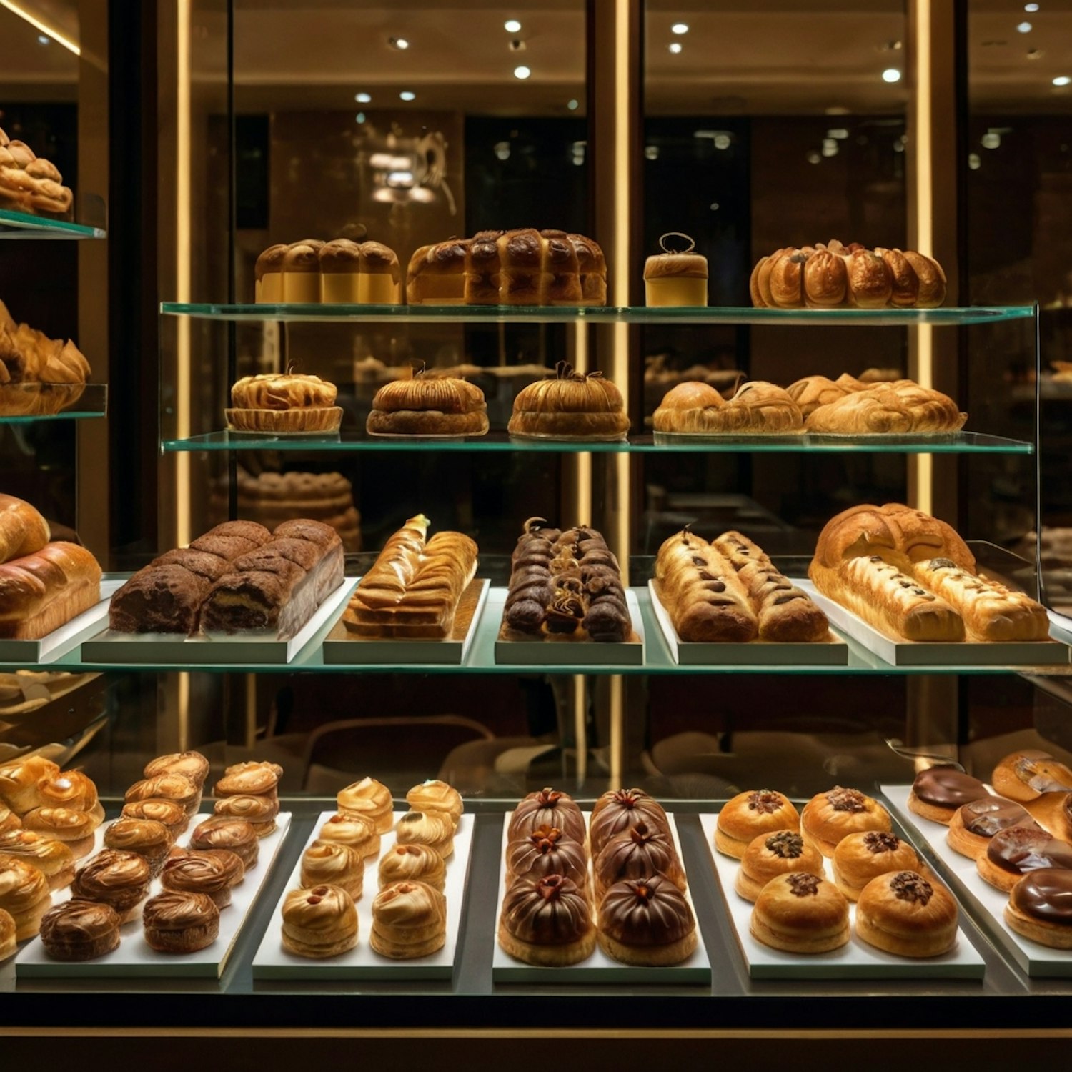 Bakery Display of Pastries and Breads