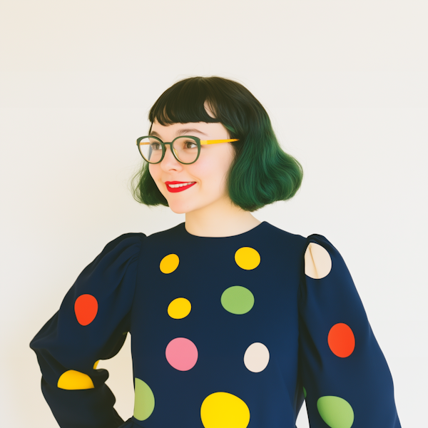 Cheerful Person with Polka Dot Dress