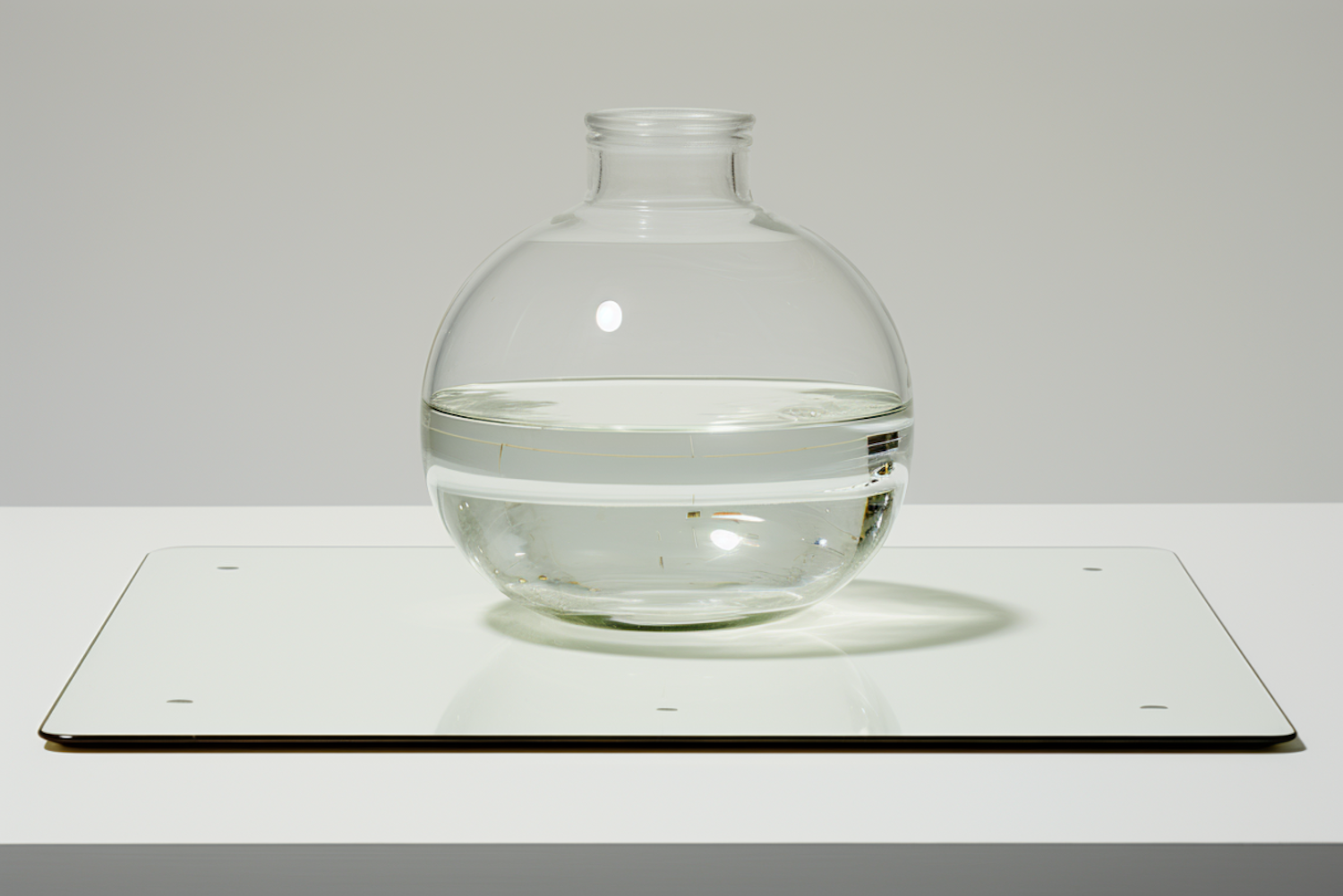 Elegant Empty Glass Fishbowl on Reflective Surface