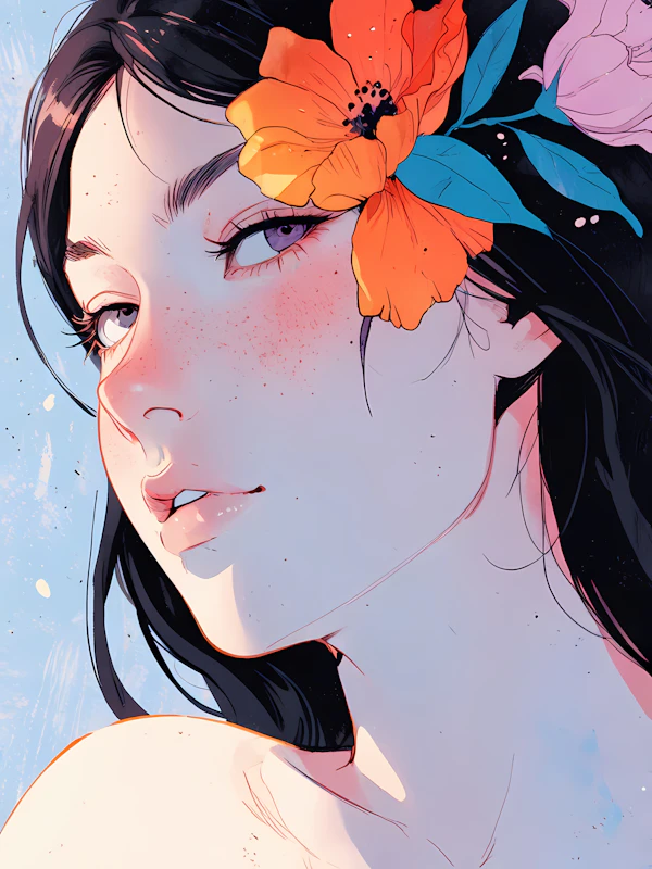 Serene Woman with Flower