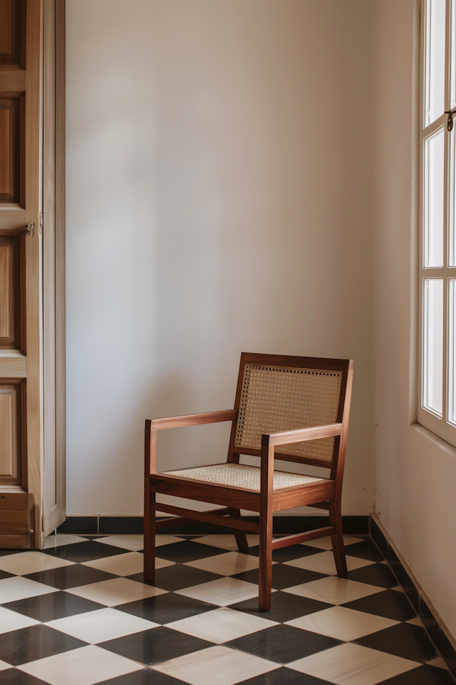 Serene Solitude with Wooden Chair