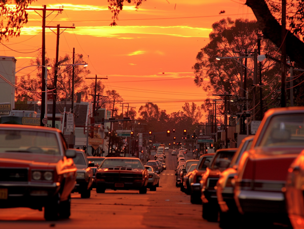 Retro Sunset Cityscape