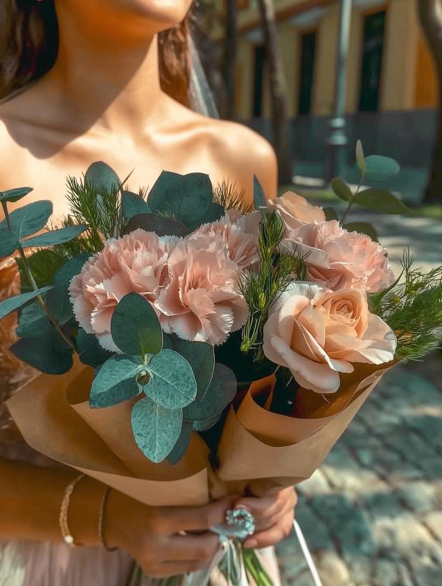 Woman with Flower Bouquet