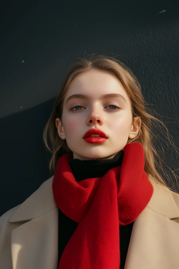 Portrait of a Young Woman with Red Scarf