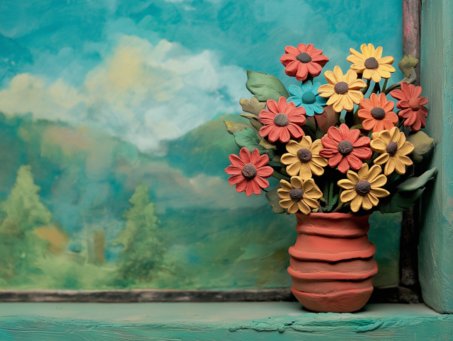 Vibrant Clay Flower Bouquet