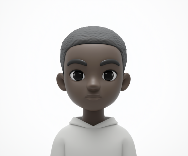 3D Model of Contemplative Young Male