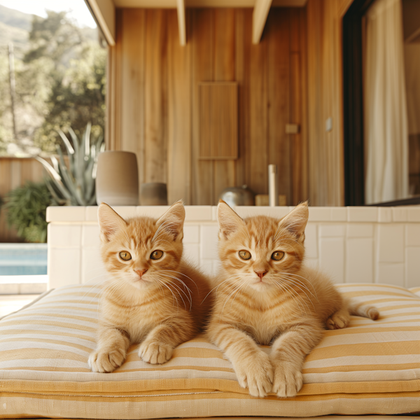 Ginger Tabby Kittens on Cushion