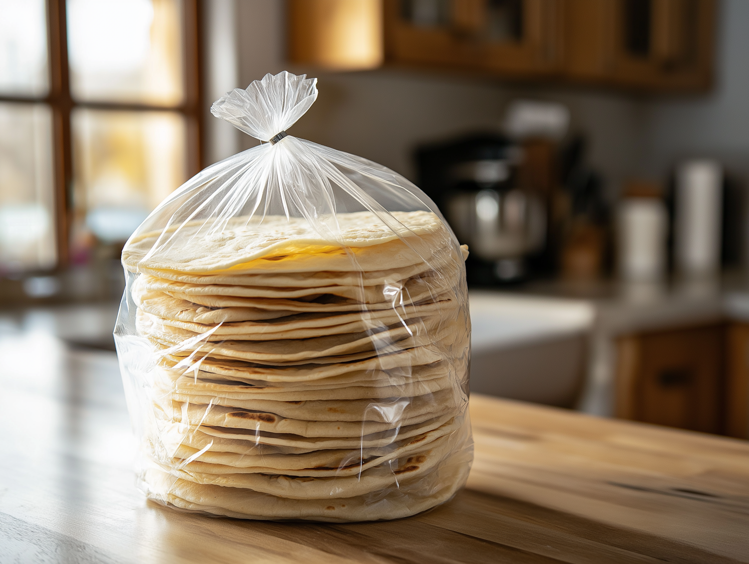 Packaged Flatbreads on Kitchen Counter