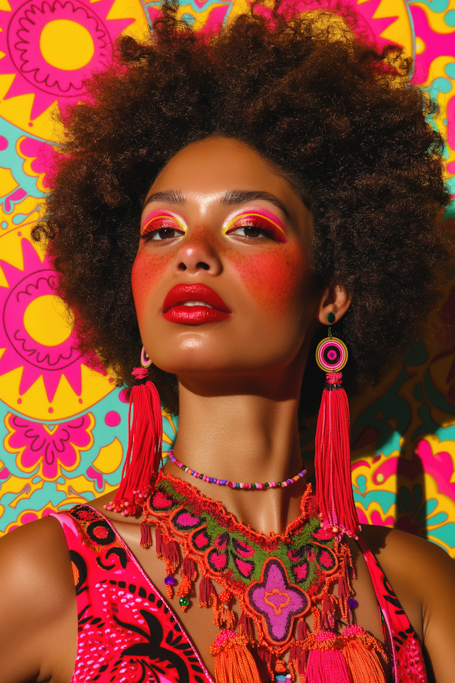 Vibrant Portrait of Young Woman with Afro