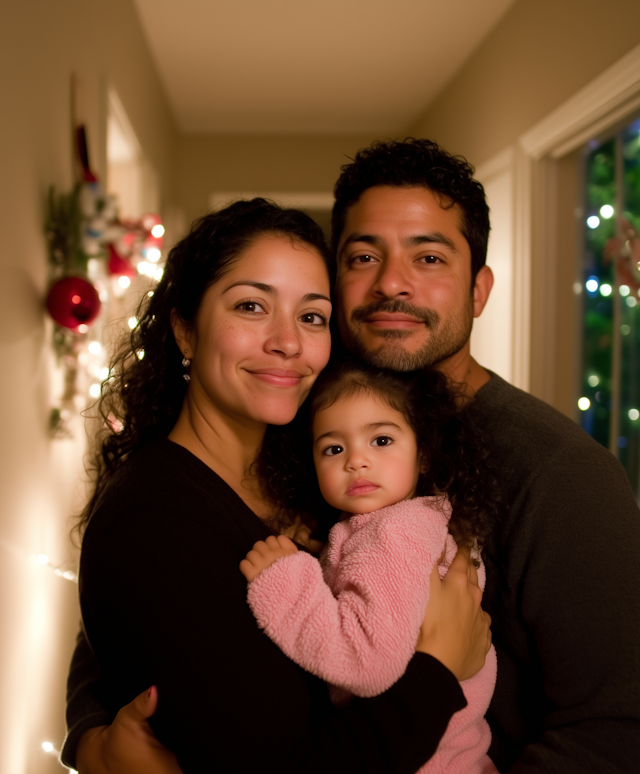 Family Portrait with Festive Background