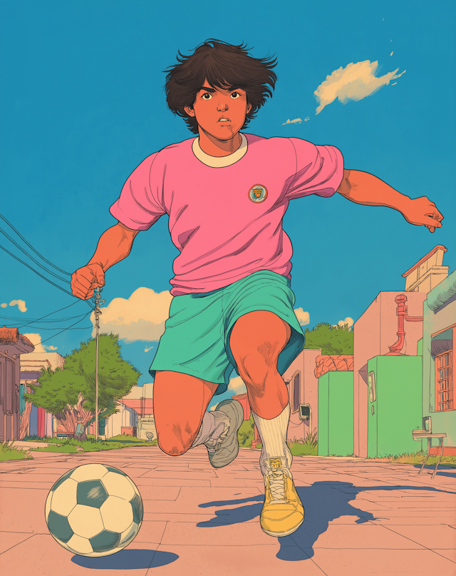 Young Person Running with Soccer Ball