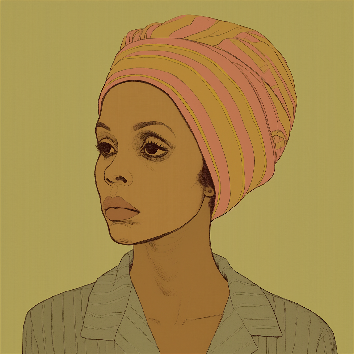 Stylized Woman with Headwrap