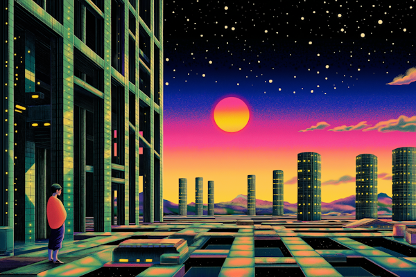 Futuristic Cityscape with Human Subject