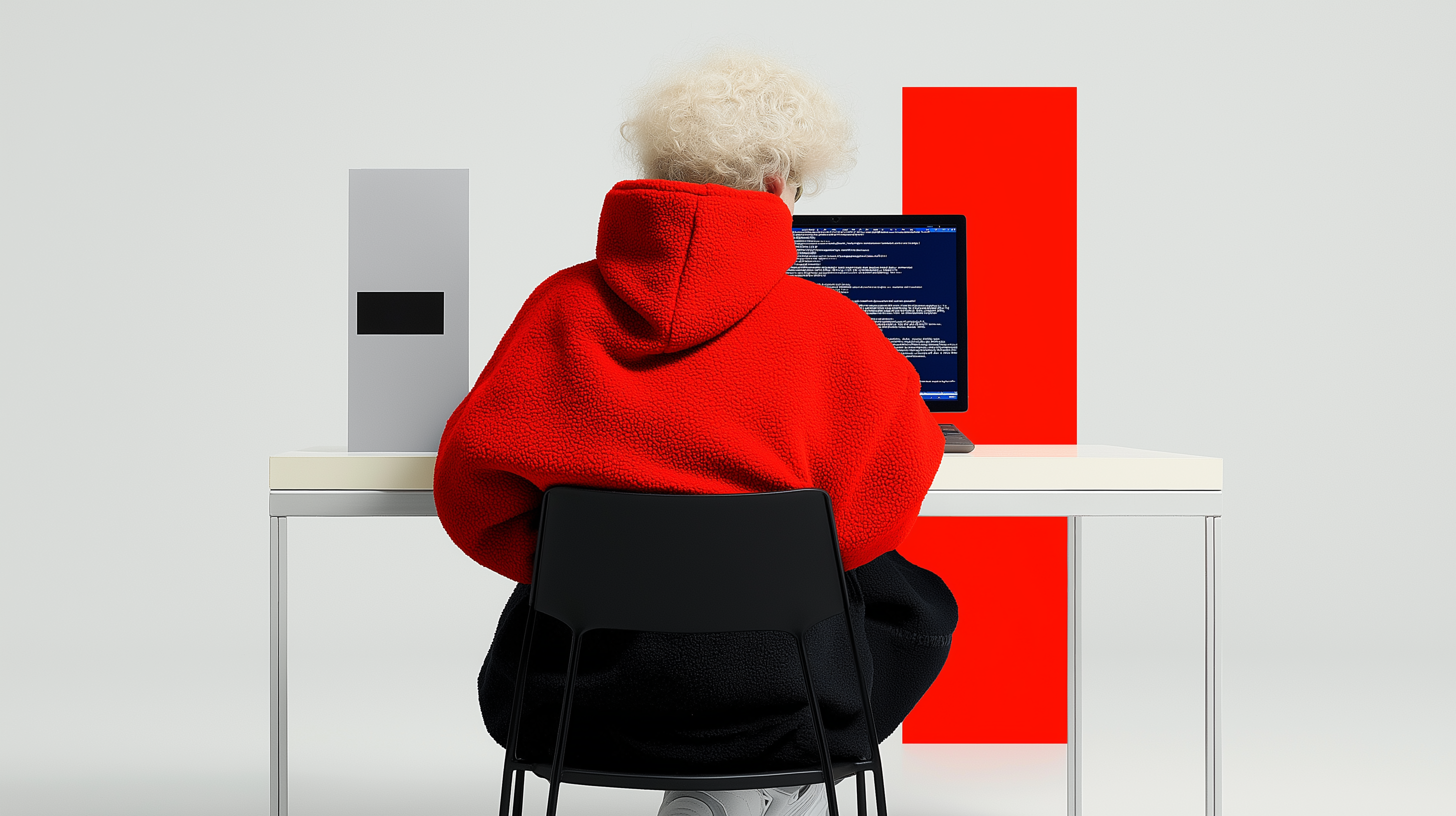 Person in Red Hoodie Coding Photo on Lummi