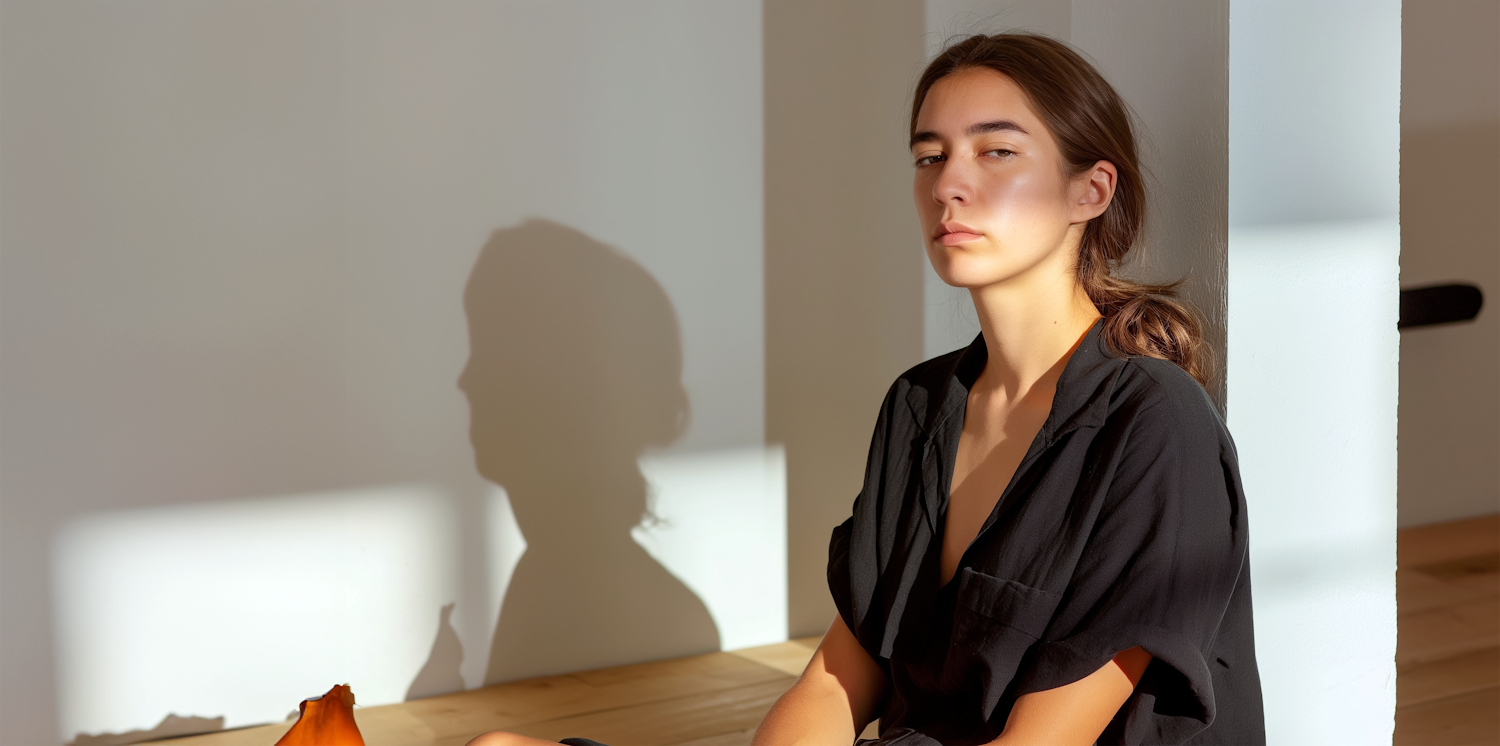 Contemplative Woman with Shadow Profile