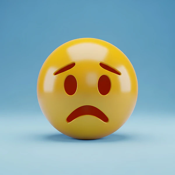 Sad Emoji on Blue