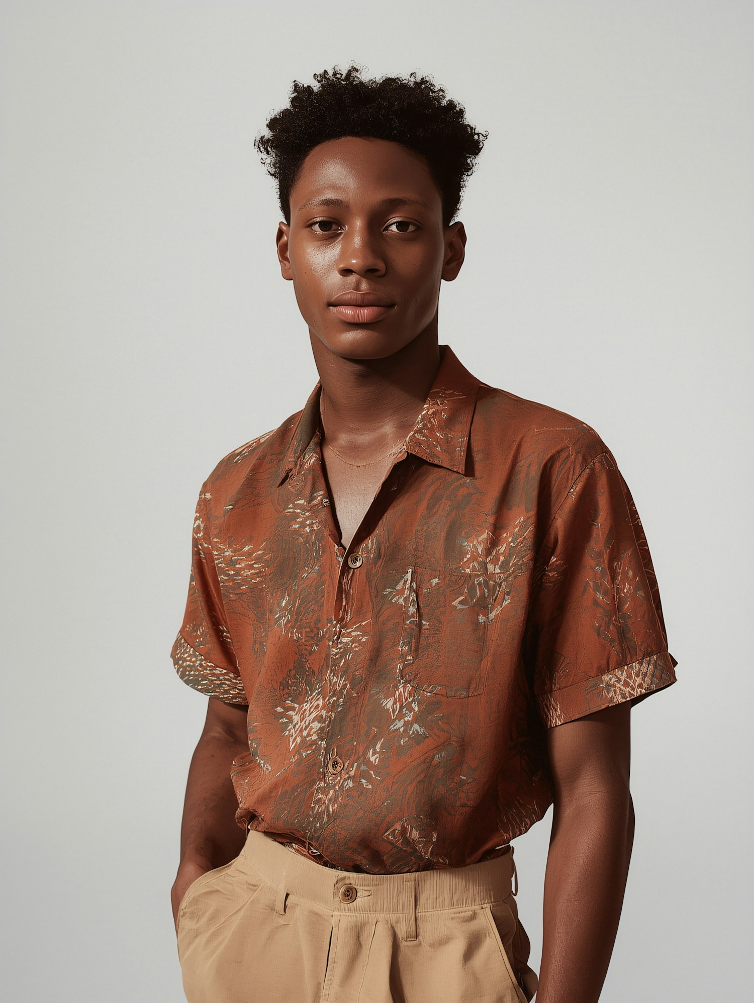 Young Man in Patterned Shirt