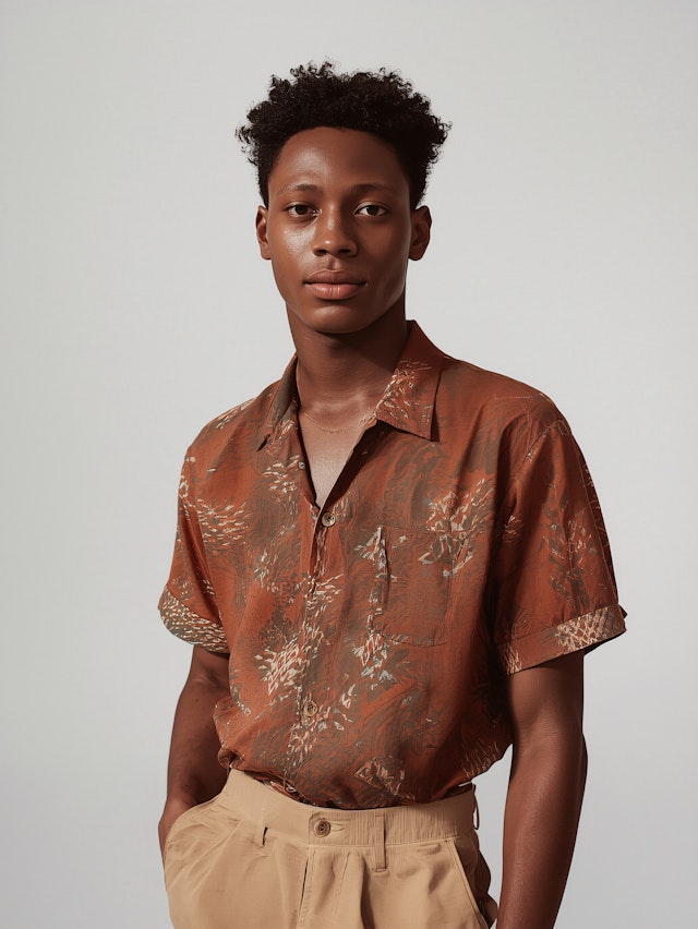 Young Man in Patterned Shirt