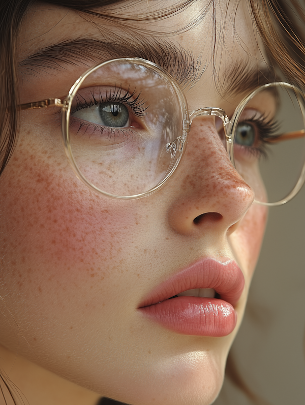 Close-up Portrait of Young Woman with Glasses